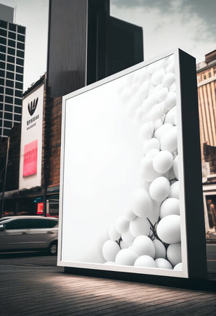 Blank advertising billboard at public place for advertisement Created with Generative AI technology.の素材