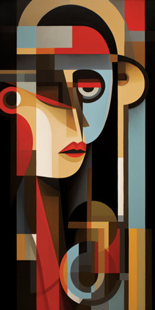Illustration abstract of face and portrait by fine art style Created with Generative AI technology.の素材