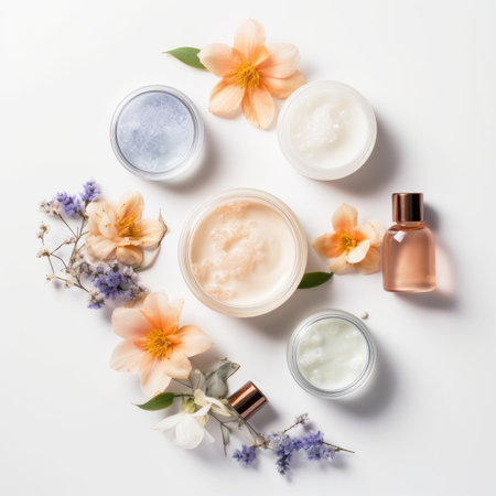 Mock up luxury cosmetic product from nature for branding Created with Generative AI technology.の素材