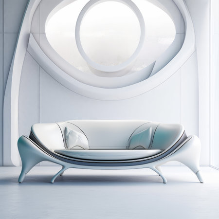 3D Illustration of sofa and chair in style modern furniture Created with Generative AI technology.の素材