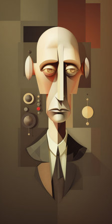 Illustration abstract of face and portrait by fine art style Created with Generative AI technology.の素材