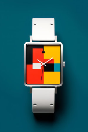 Wrist watch in modern and retro style by luxury color design Created with Generative AI technology.の素材