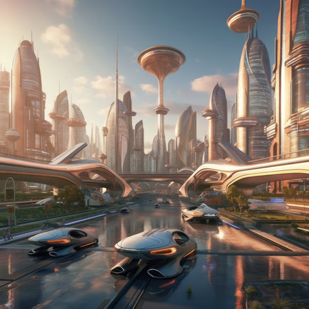 Ecology city concept with clean energy for good environment Created with Generative AI technology.の素材