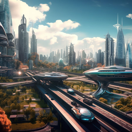 Ecology city concept with clean energy for good environment Created with Generative AI technology.の素材