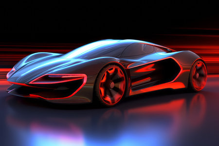 Electric sport car design concept for clean energy vehicle Created with Generative AI technology.の素材