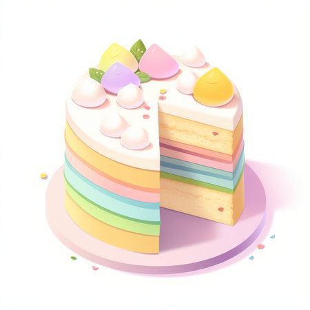 Illustration cute piece of cake set and dessert pastel color Created with Generative AI technology.の素材