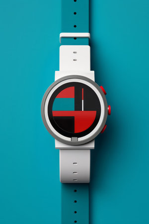 Wrist watch in modern and retro style by luxury color design Created with Generative AI technology.の素材