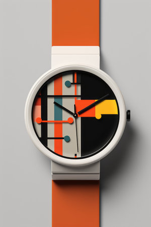 Wrist watch in modern and retro style by luxury color design Created with Generative AI technology.の素材