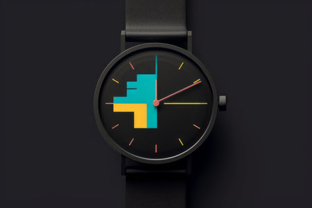 Wrist watch in modern and retro style by luxury color design Created with Generative AI technology.の素材