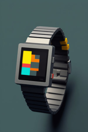 Wrist watch in modern and retro style by luxury color design Created with Generative AI technology.の素材