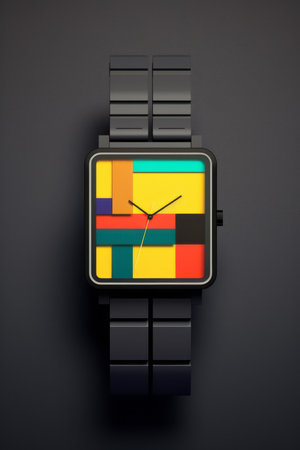 Wrist watch in modern and retro style by luxury color design Created with Generative AI technology.の素材