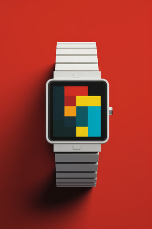 Wrist watch in modern and retro style by luxury color design Created with Generative AI technology.の素材