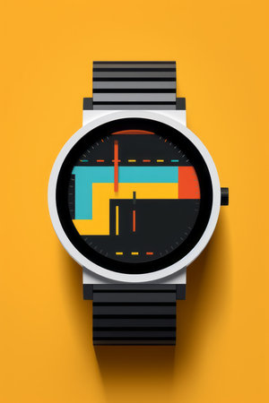 Wrist watch in modern and retro style by luxury color design Created with Generative AI technology.の素材