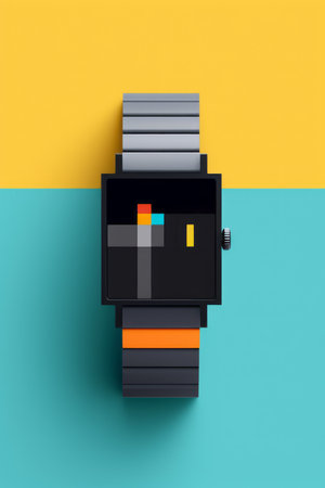 Wrist watch in modern and retro style by luxury color design Created with Generative AI technology.の素材