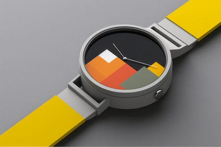 Wrist watch in modern and retro style by luxury color design Created with Generative AI technology.の素材