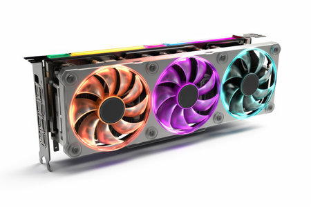 Close up of GPU Graphic card unit for PC computer technology Created with Generative AI technology.の素材