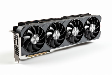 Close up of GPU Graphic card unit for PC computer technology Created with Generative AI technology.の素材