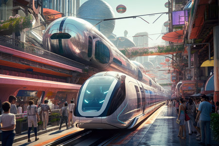 Conceptual of transportation with clean energy in the future Created with Generative AI technology.の素材