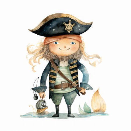 Pirate cartoon character drawing design for student learning Created with Generative AI technology.の素材