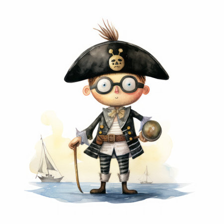 Pirate cartoon character drawing design for student learning Created with Generative AI technology.の素材