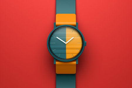 Wrist watch in modern and retro style by luxury color design Created with Generative AI technology.の素材