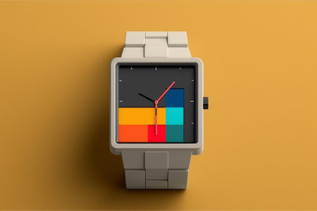 Wrist watch in modern and retro style by luxury color design Created with Generative AI technology.の素材