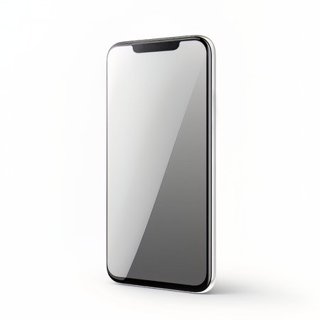 Smartphone mockup white screen isolated on white background Created with Generative AI technology.の素材