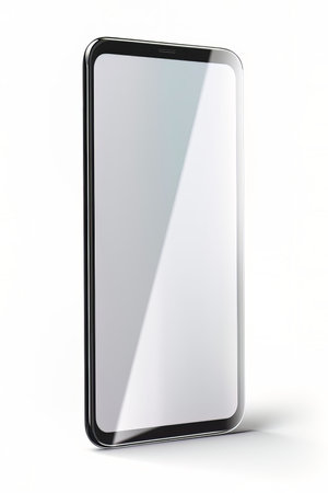 Smartphone mockup white screen isolated on white background Created with Generative AI technology.の素材