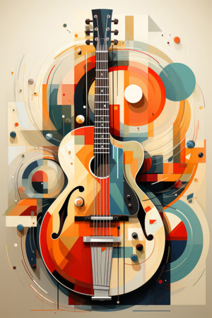 Guitar acoustic illustration for music graphic advertising Created with Generative AI technology.の素材
