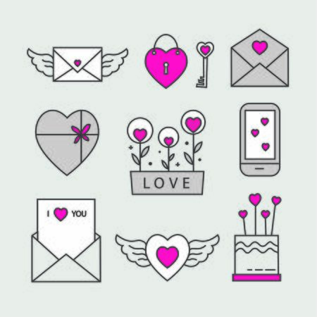 Cute line icon Valentine day.のイラスト素材