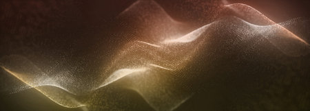 Abstract background with dynamic waves, line and particles.