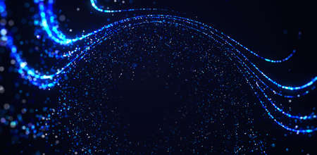 Particle wave background. Abstract dynamic mesh. Big data technology.の写真素材
