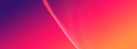 Abstract digital wave technology with flowing particles. Connection lots and line on dark...