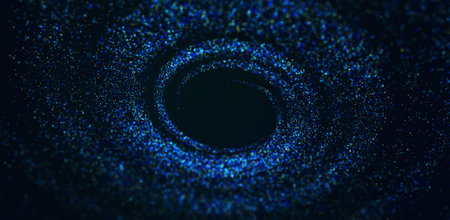 Abstract colorful digital particles wave with bokeh and light background, 3d render wave line dot...