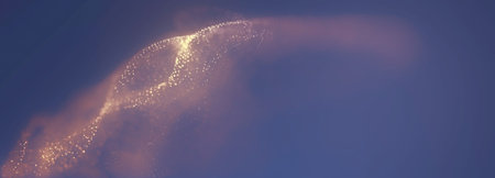 Abstract background with dynamic waves, line and particles.