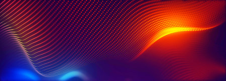Abstract background with dynamic waves, line and particles.