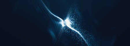 Abstract cyber space environment background. Digital particles grid virtual reality. Graphic concept for your designの写真素材