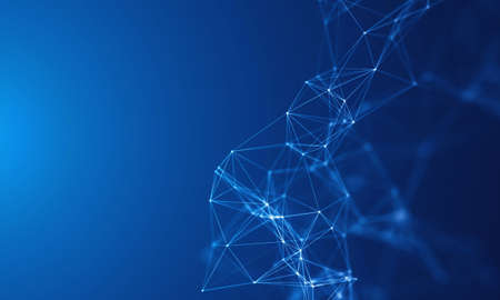 Creative abstract wave technology background with blue light digital effect particulars. 3d Renderの写真素材
