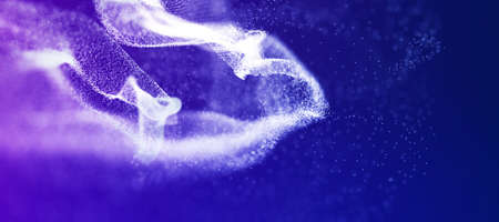 Abstract background with dynamic waves, line and particles.の写真素材
