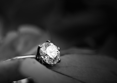 Diamond ring black and whiteの写真素材