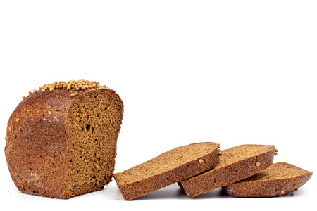 Slice Bread With Coriander Seeds on WHite Background