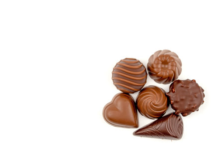 Various Chocolates on White Background