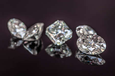 Diamonds on Black Backgroundの写真素材