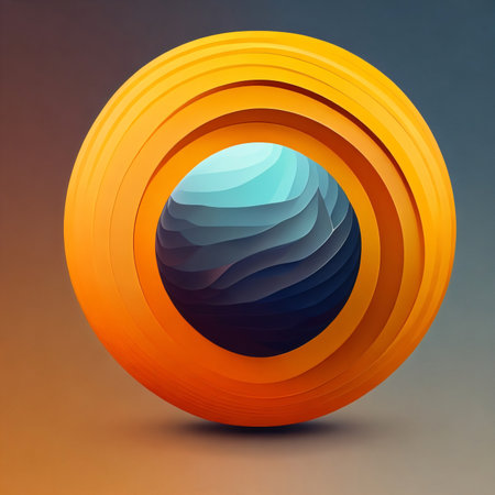 Abstract 3d rendering of blue and orange spiral. Vector illustration.の素材