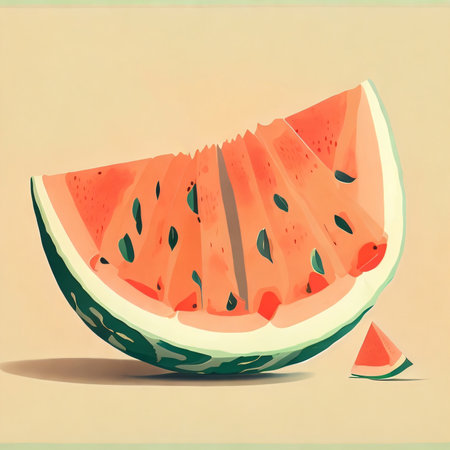 Watermelon slice. Vector illustration of a watermelon cut in half.の素材