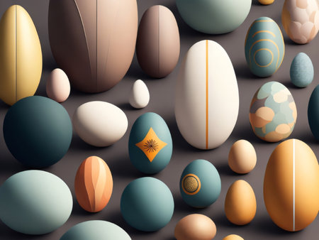 Easter eggs background. 3D illustration. Happy Easter concept.の素材