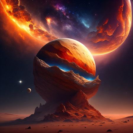 Strawberries and blueberries in a vase on a gray backgroundの素材