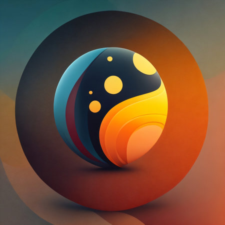 abstract colorful 3d sphere on dark background, vector illustration.の素材
