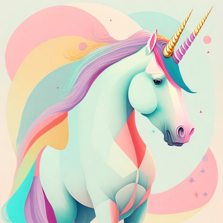 Unicorn vector illustration. Elegant fantasy unicorn on colorful backgroundの素材