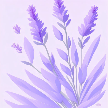 Purple lavender flowers on a light background. Vector illustration.の素材